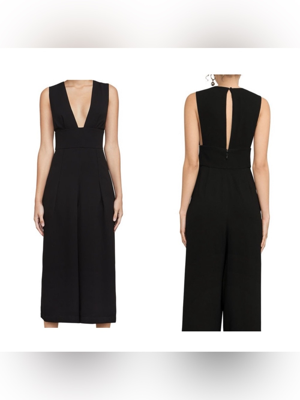 BCBGMaxazria Zoee Jumpsuit Cropped Wide Leg Cutout Women’s Size Small